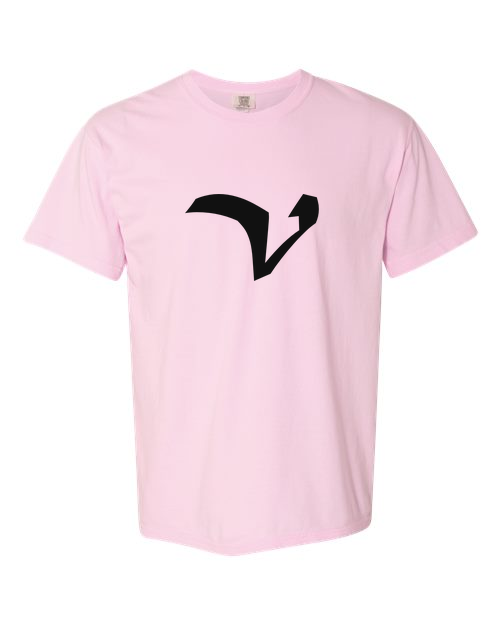 Alphabet V T-Shirt 9 inch calligraphy Black ink, Blossom