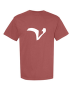 Alphabet V T-Shirt 9 inch calligraphy White ink, Brick