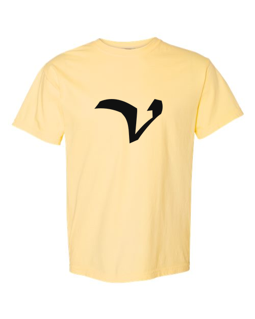 Alphabet V T-Shirt 9 inch calligraphy Black ink, Butter