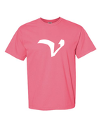 Alphabet V T-Shirt 9 inch calligraphy White ink, Crunchberry