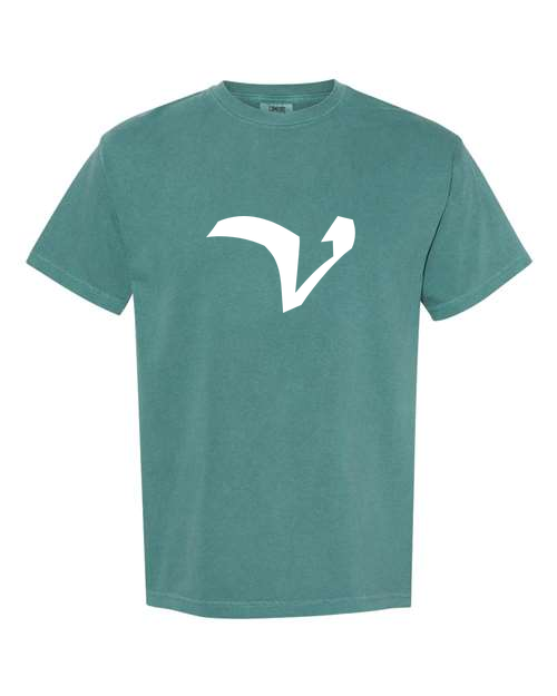 Alphabet V T-Shirt 9 inch calligraphy White ink, Emerald