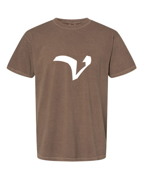 Alphabet V T-Shirt 9 inch calligraphy White ink, Espresso