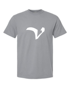Alphabet V T-Shirt 9 inch calligraphy White ink, Granite