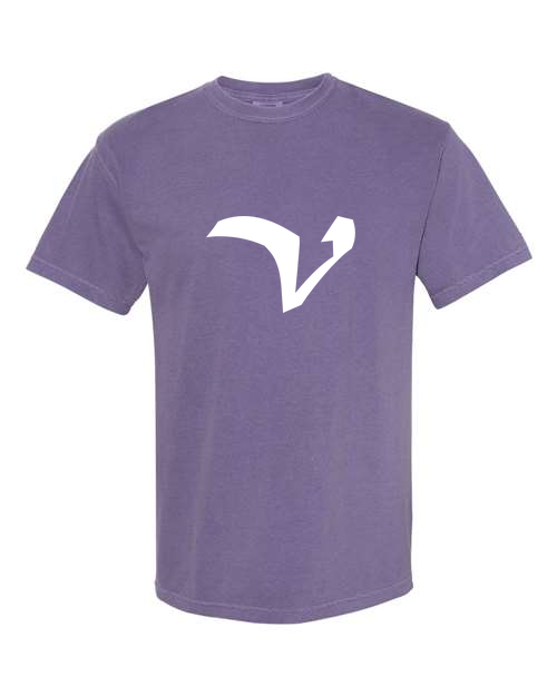 Alphabet V T-Shirt 9 inch calligraphy White ink, Grape