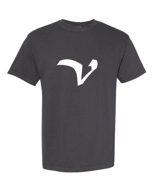 Alphabet V T-Shirt 9 inch calligraphy White ink, Graphite
