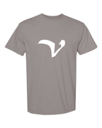 Alphabet V T-Shirt 9 inch calligraphy White ink, Grey