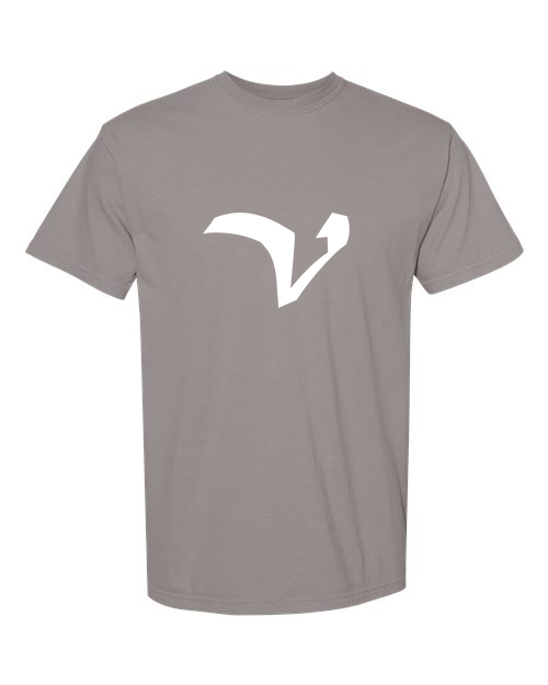 Alphabet V T-Shirt 9 inch calligraphy White ink, Grey