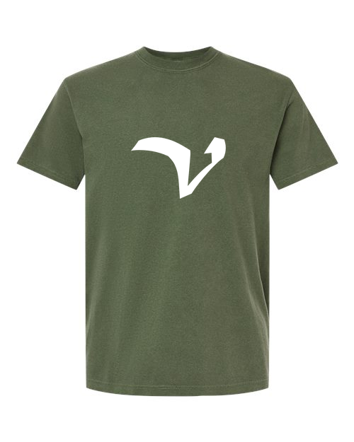 Alphabet V T-Shirt 9 inch calligraphy White ink, Hemp