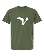Alphabet V T-Shirt 9 inch calligraphy White ink, Hemp