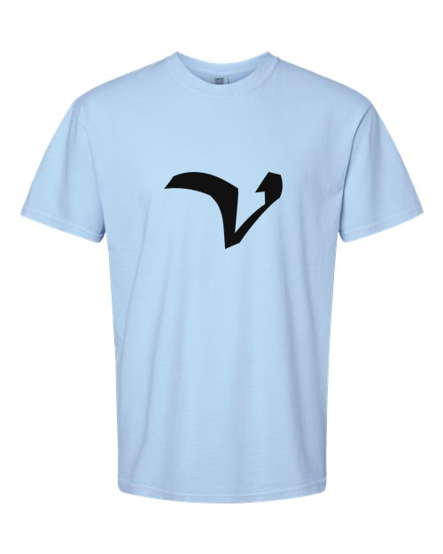 Alphabet V T-Shirt 9 inch calligraphy Black ink, Hydrangea