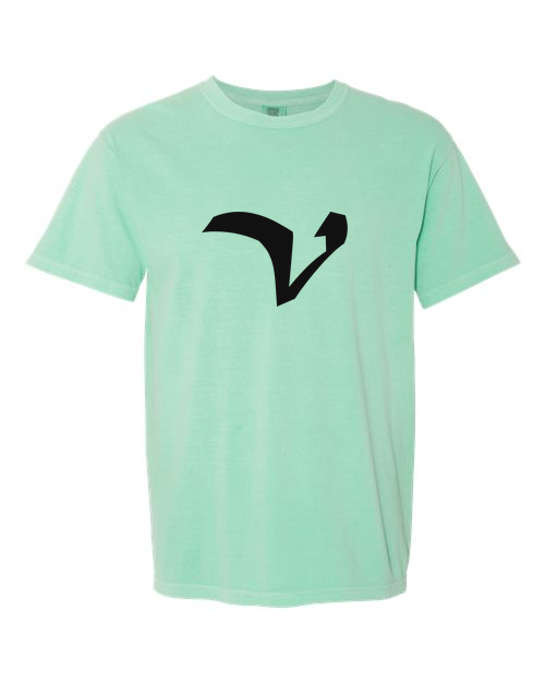 Alphabet V T-Shirt 9 inch calligraphy Black ink, Island Reef