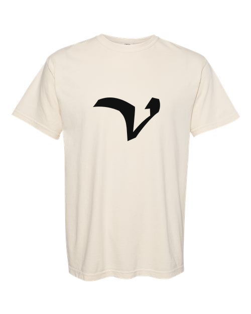 Alphabet V T-Shirt 9 inch calligraphy Black ink, Ivory