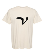 Alphabet V T-Shirt 9 inch calligraphy Black ink, Ivory