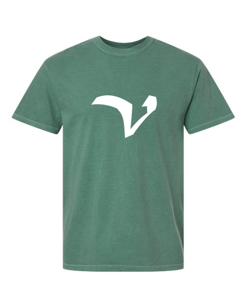 Alphabet V T-Shirt 9 inch calligraphy White ink, Light Green
