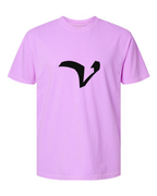 Alphabet V T-Shirt 9 inch calligraphy Black ink, Neon Violet