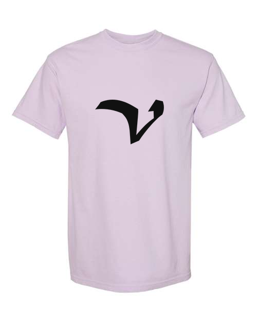 Alphabet V T-Shirt 9 inch calligraphy Black ink, Orchid