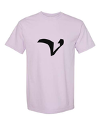 Alphabet V T-Shirt 9 inch calligraphy Black ink, Orchid