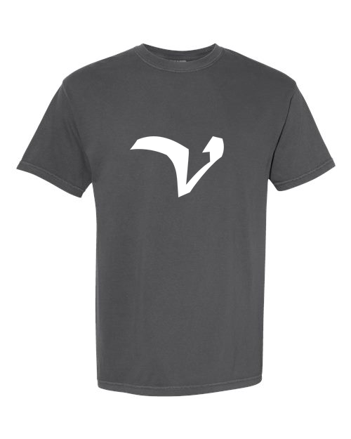 Alphabet V T-Shirt 9 inch calligraphy White ink, Pepper