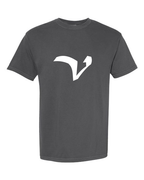 Alphabet V T-Shirt 9 inch calligraphy White ink, Pepper