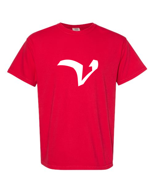 Alphabet V T-Shirt 9 inch calligraphy White ink, Red