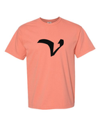 Alphabet V T-Shirt 9 inch calligraphy Black ink, Terracotta