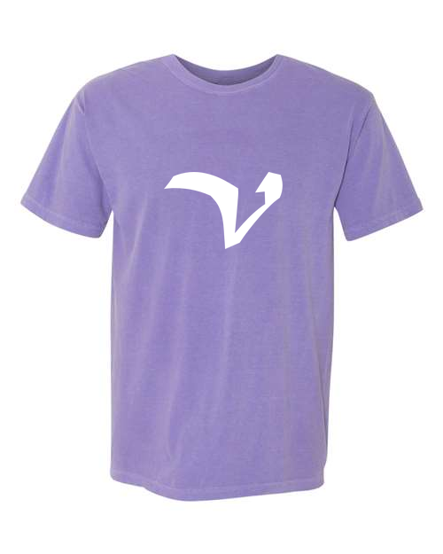 Alphabet V T-Shirt 9 inch calligraphy White ink, Violet