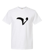 Alphabet V T-Shirt 9 inch calligraphy Black ink, White