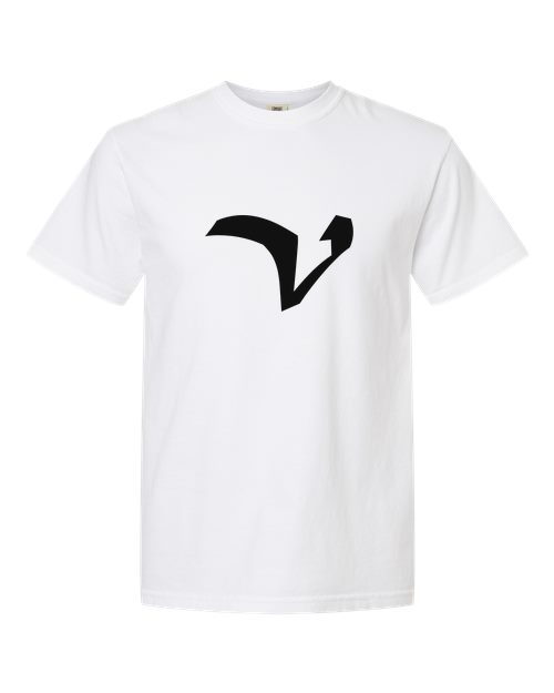 Alphabet V T-Shirt 9 inch calligraphy Black ink, White