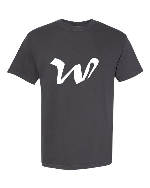 Alphabet W T-Shirt 9 inch calligraphy White ink, Graphite