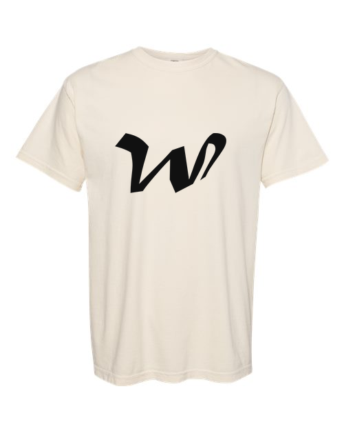 Alphabet W T-Shirt 9 inch calligraphy Black ink, Ivory