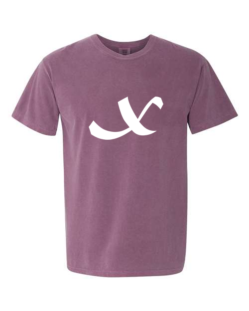 Alphabet X T-Shirt 9 inch calligraphy White ink, Berry