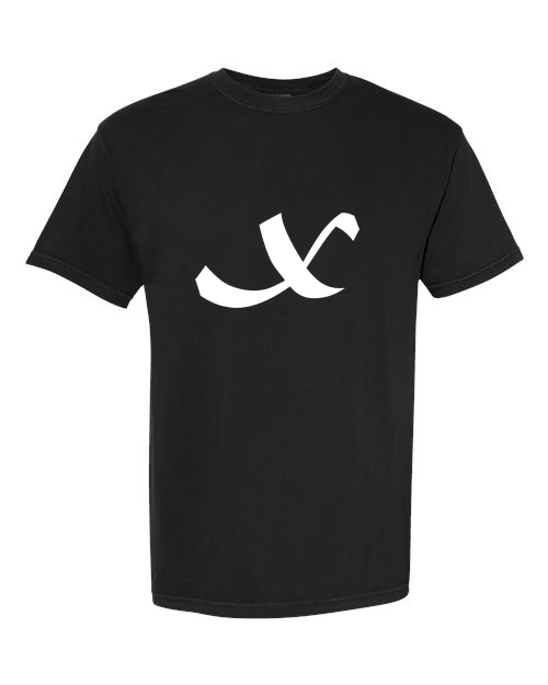 Alphabet X T-Shirt 9 inch calligraphy White ink, Black