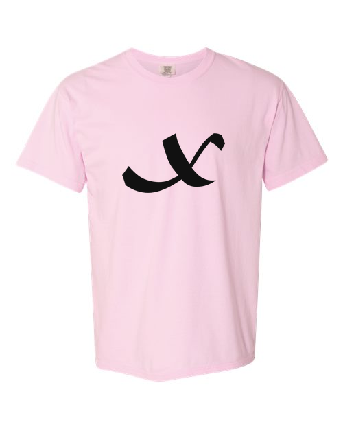 Alphabet X T-Shirt 9 inch calligraphy Black ink, Blossom