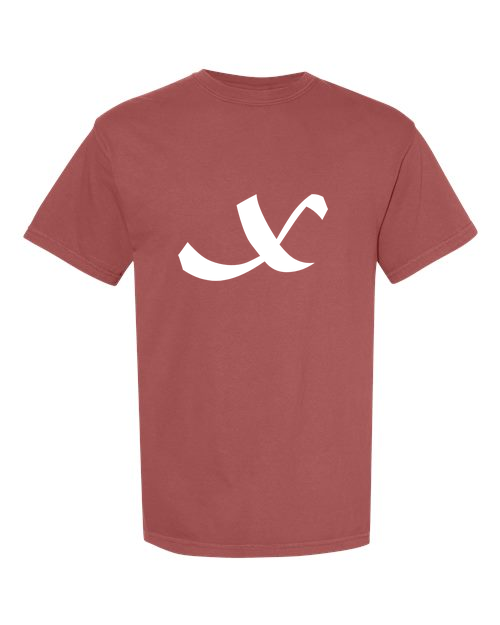 Alphabet X T-Shirt 9 inch calligraphy White ink, Brick