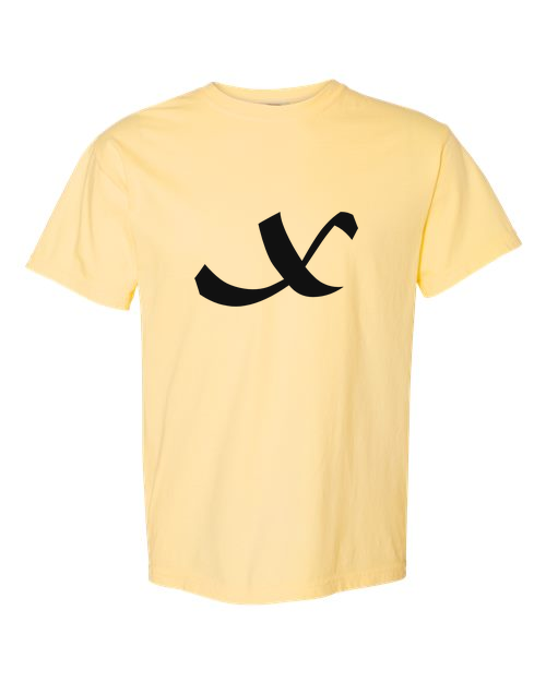 Alphabet X T-Shirt 9 inch calligraphy Black ink, Butter