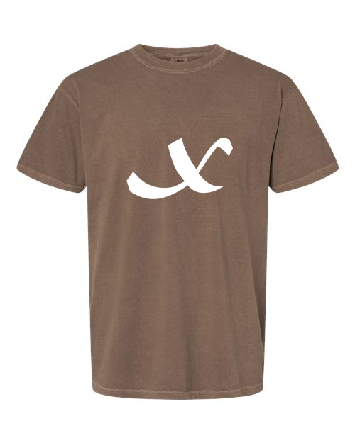 Alphabet X T-Shirt 9 inch calligraphy White ink, Espresso