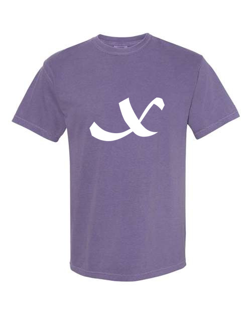 Alphabet X T-Shirt 9 inch calligraphy White ink, Grape