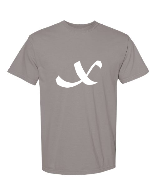 Alphabet X T-Shirt 9 inch calligraphy White ink, Grey