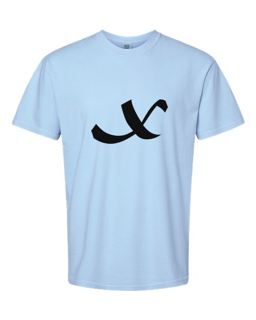 Alphabet X T-Shirt 9 inch calligraphy Black ink, Hydrangea