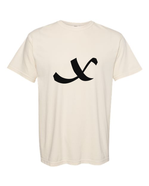 Alphabet X T-Shirt 9 inch calligraphy Black ink, Ivory