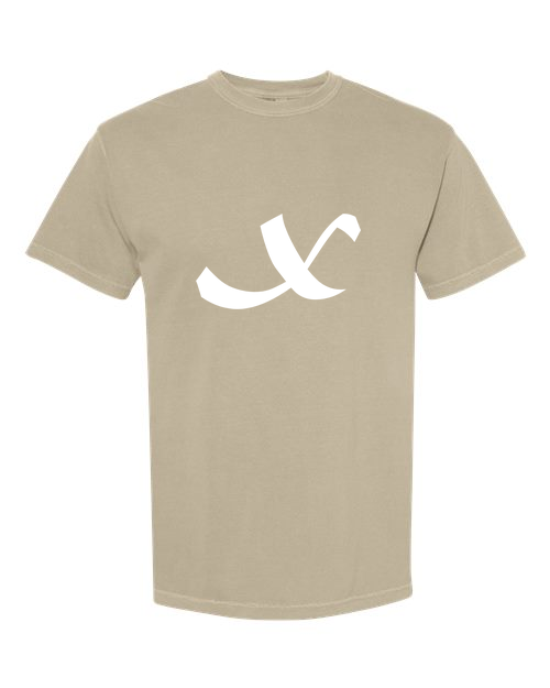 Alphabet X T-Shirt 9 inch calligraphy White ink, Khaki