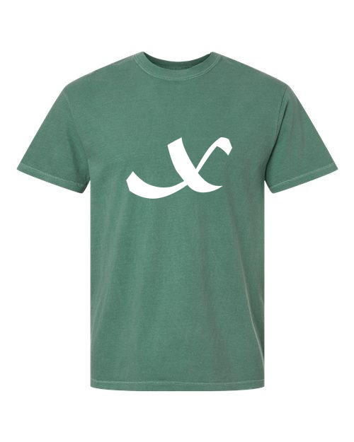 Alphabet X T-Shirt 9 inch calligraphy White ink, Light Green
