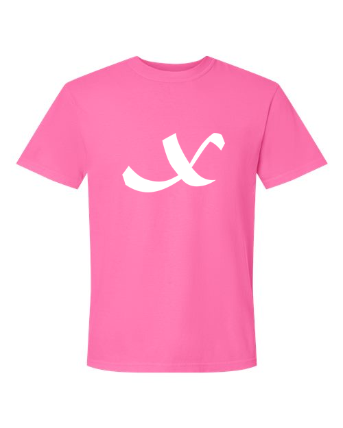 Alphabet X T-Shirt 9 inch calligraphy White ink, Neon Pink