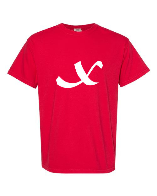 Alphabet X T-Shirt 9 inch calligraphy White ink, Red