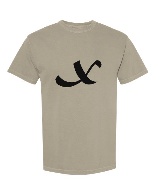 Alphabet X T-Shirt 9 inch calligraphy Black ink, Sandstone
