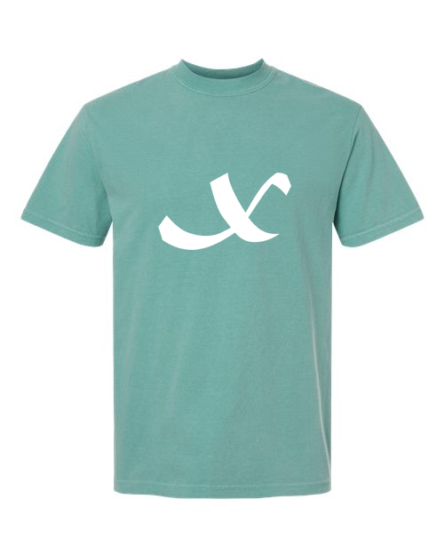 Alphabet X T-Shirt 9 inch calligraphy White ink, Seafoam