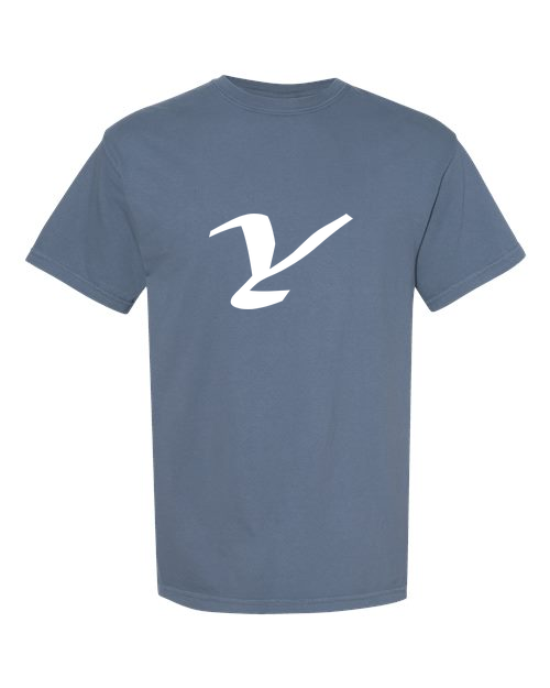Alphabet Y T-Shirt 9 inch calligraphy White ink, Blue Jean