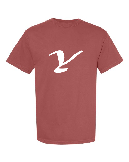 Alphabet Y T-Shirt 9 inch calligraphy White ink, Brick