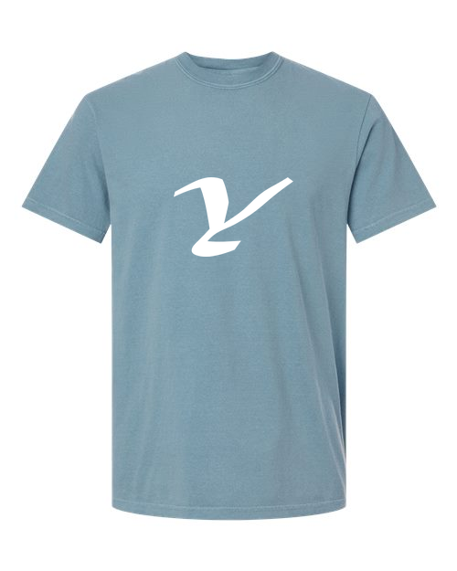Alphabet Y T-Shirt 9 inch calligraphy White ink, Ice Blue