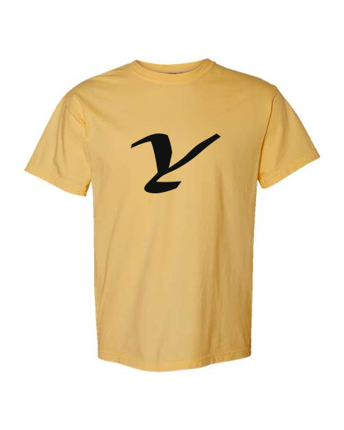 Alphabet Y T-Shirt 9 inch calligraphy Black ink, Mustard